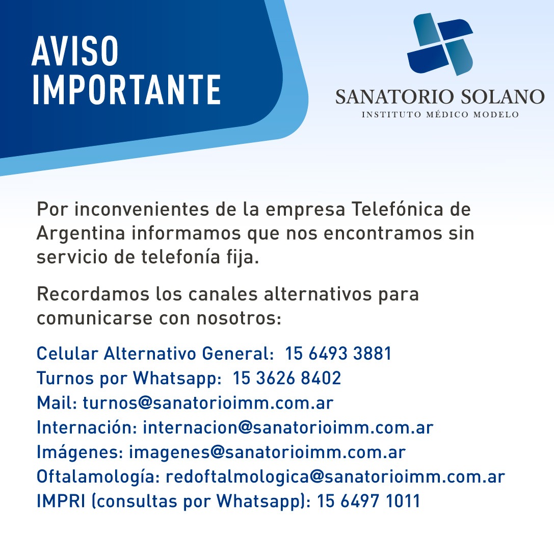 INFORMACION IMPORTANTE - Sanatorio Solano